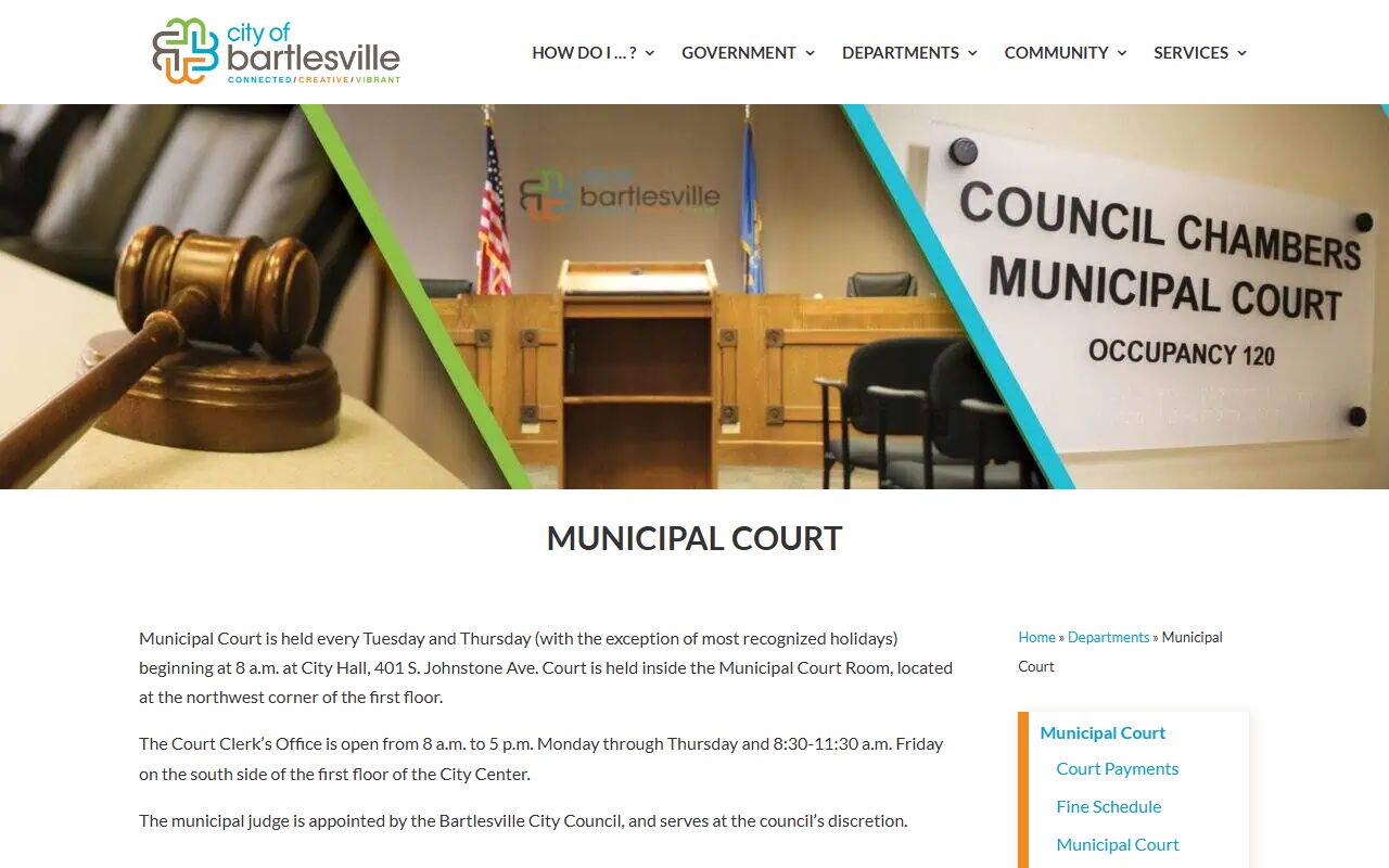 Bartlesville Municipal Court resource page for Bartlesville court records
