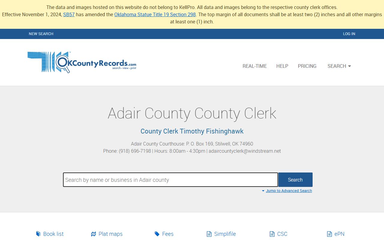 Adair County land records search for court records