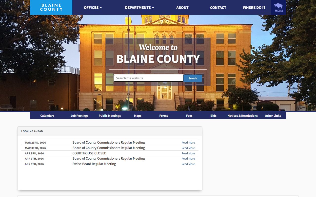 Blaine County official website with court records info