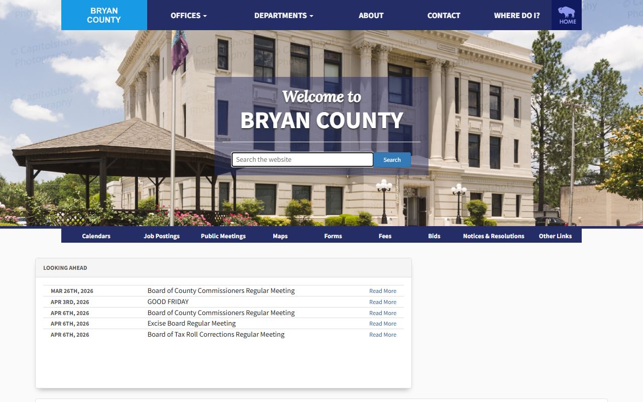 Bryan County official website for court records