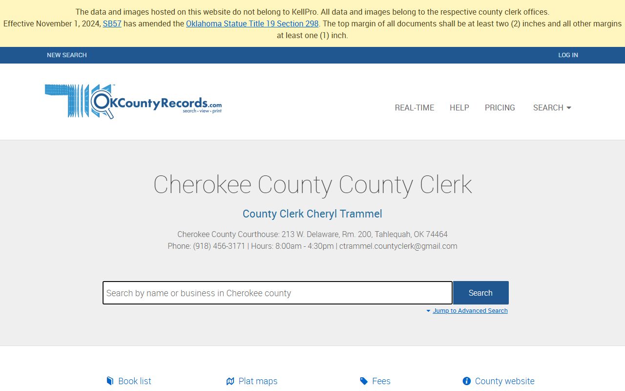 Cherokee County land records search for court records