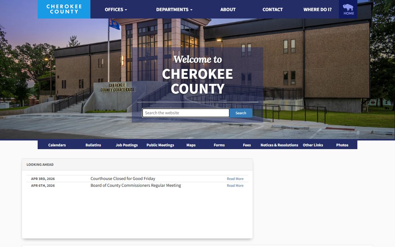 Cherokee County official website for court records information
