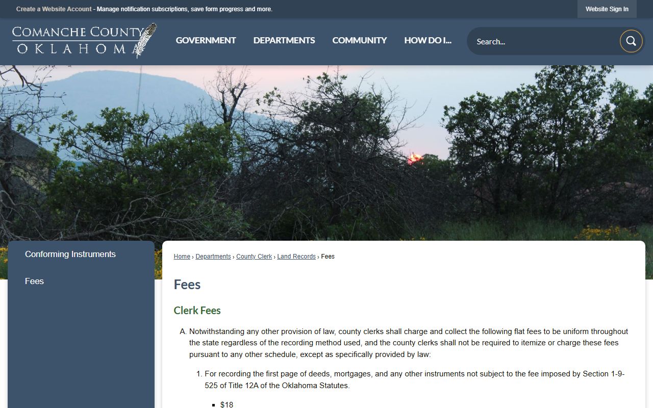 Comanche County court records fees and resources