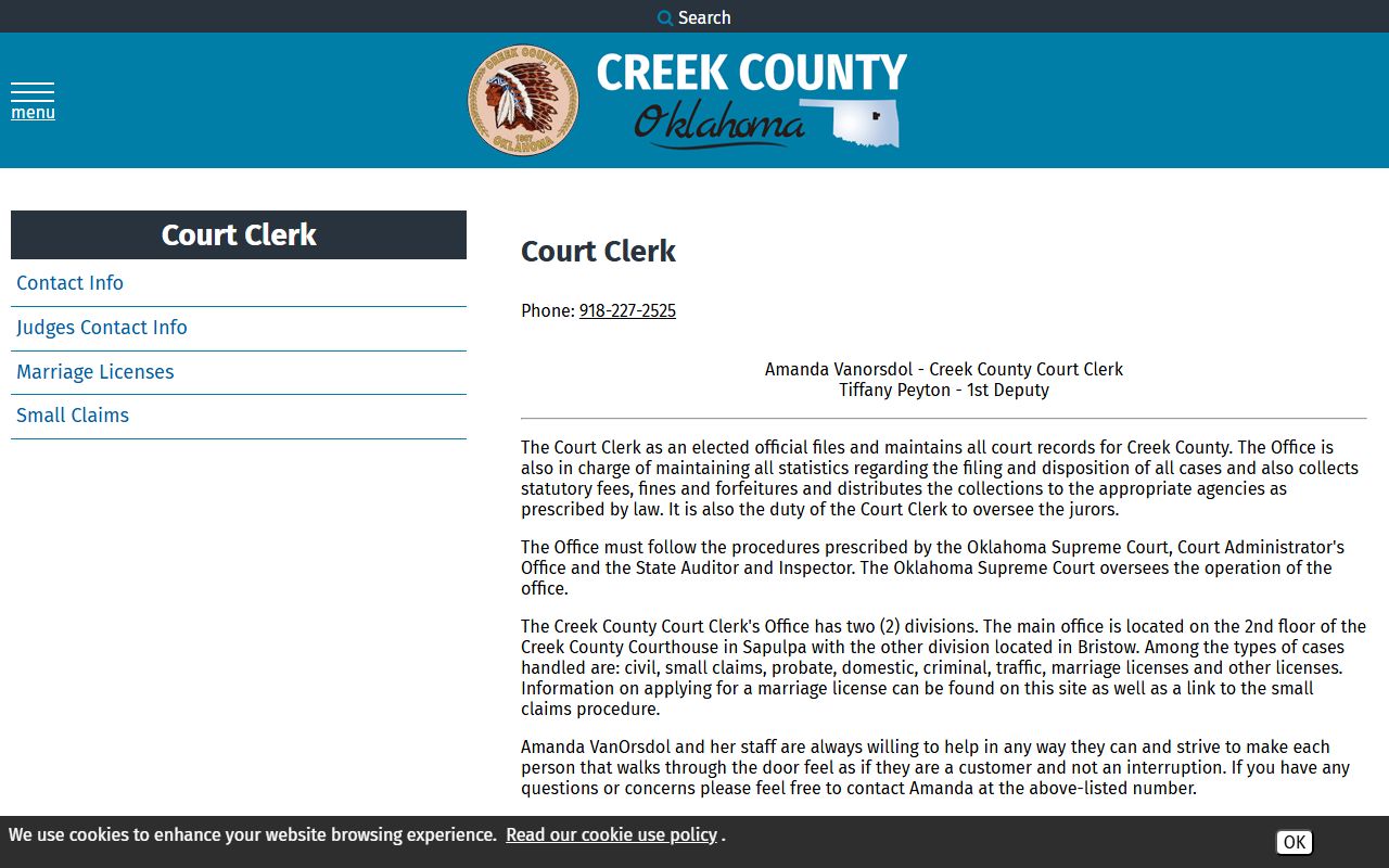 Creek County court records additional resource page