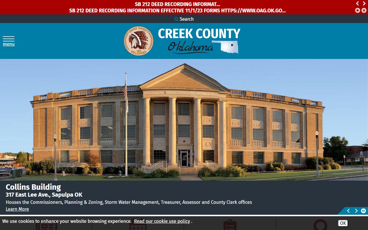 Creek County court clerk website for court records