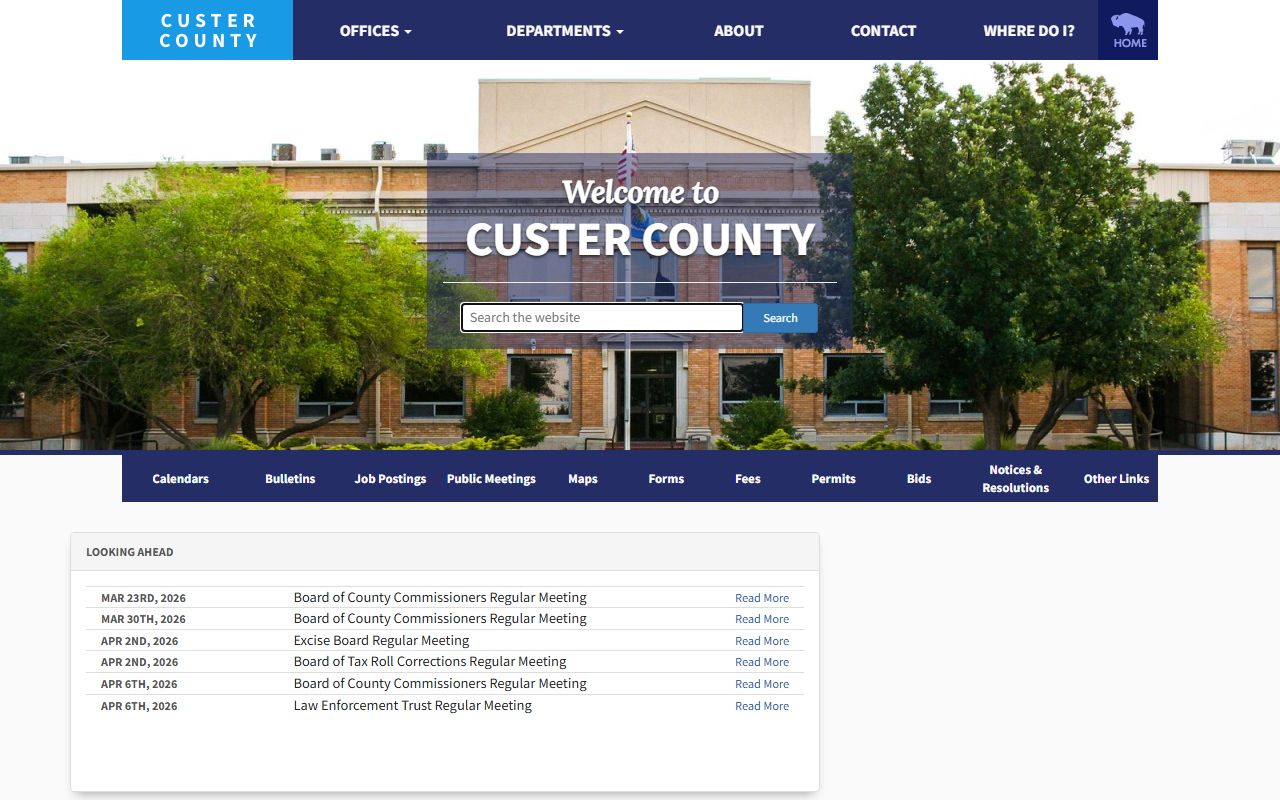 Custer County official website for court records information
