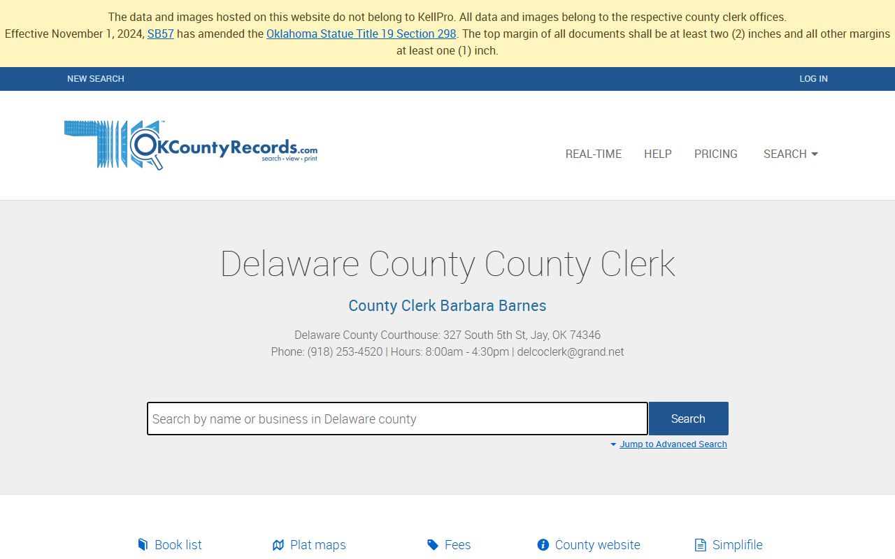 Delaware County land records search for court records