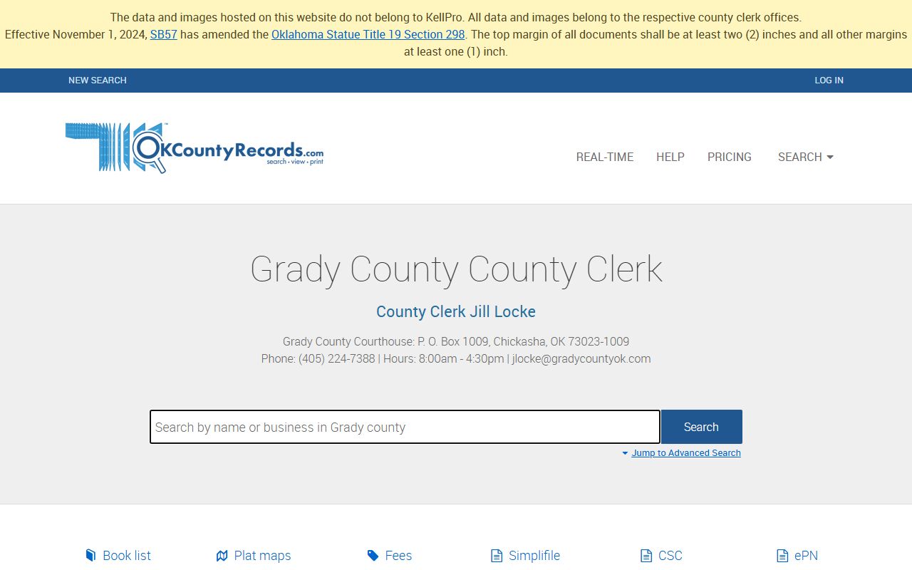 Grady County land records search for court records