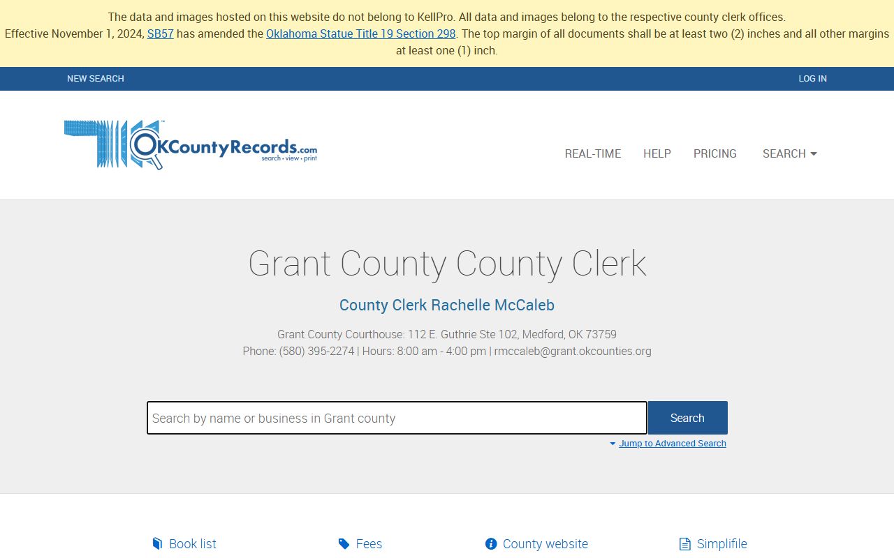 Grant County land records search for court records