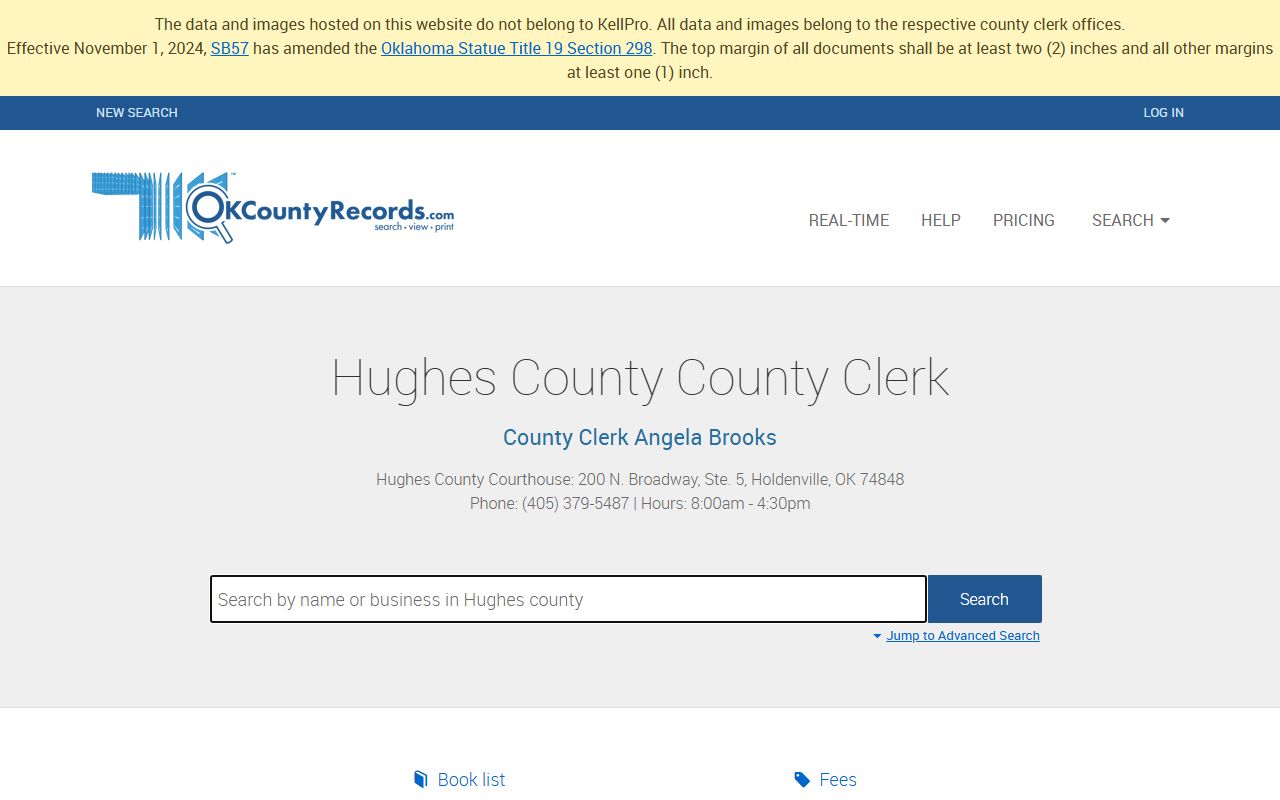 Hughes County land records search for court records