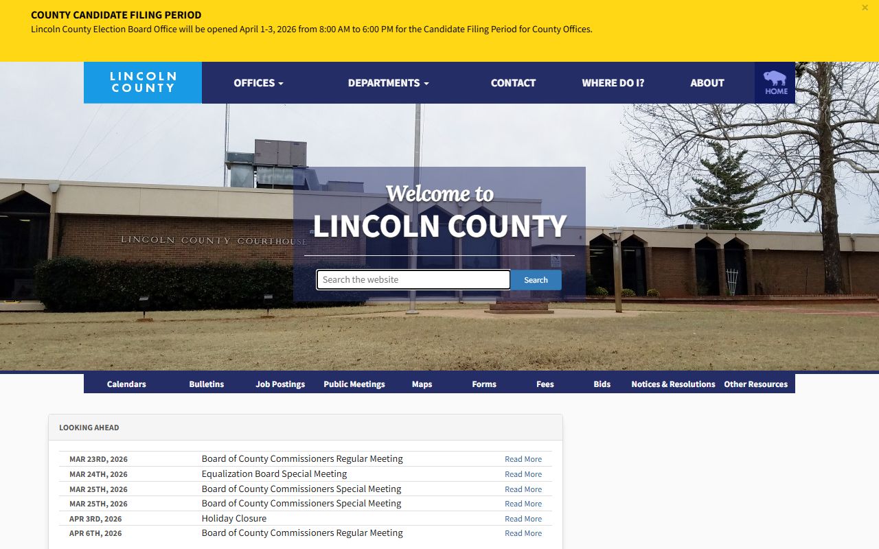 Lincoln County official website for court records