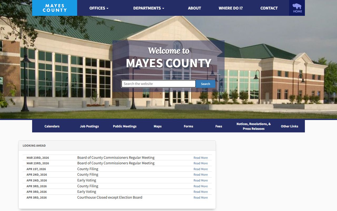 Mayes County official website for court records