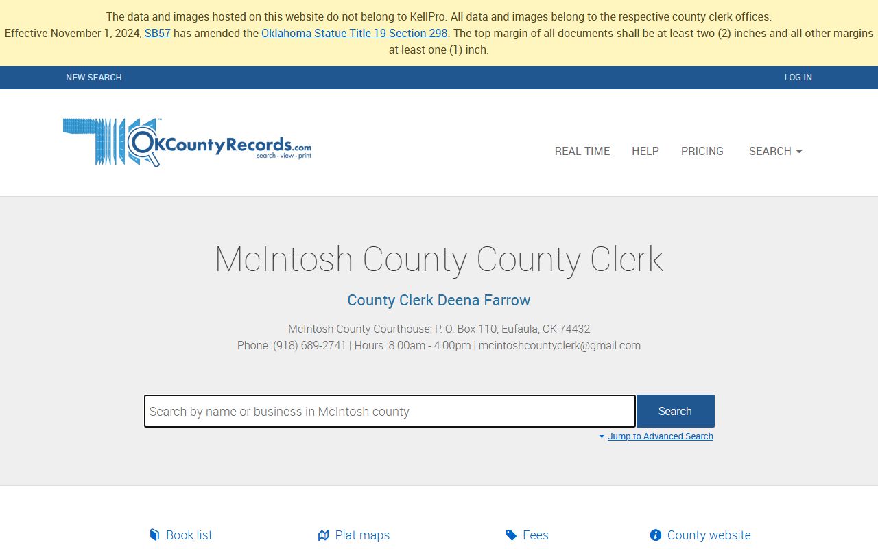 McIntosh County land records search for court records
