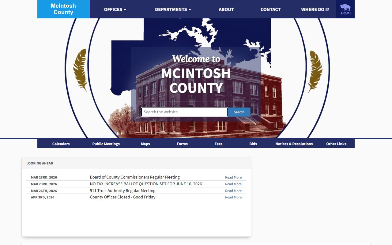 McIntosh County official website for court records
