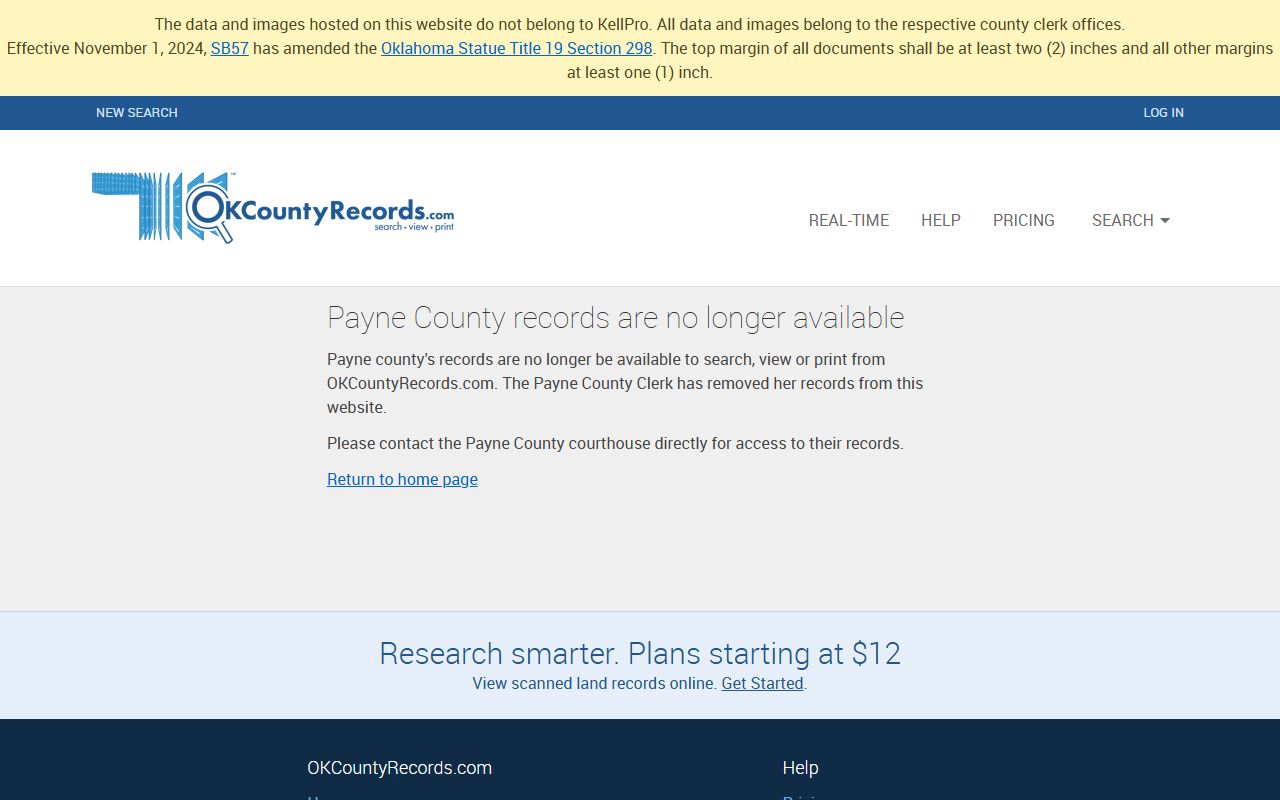 Payne County land records search for court records