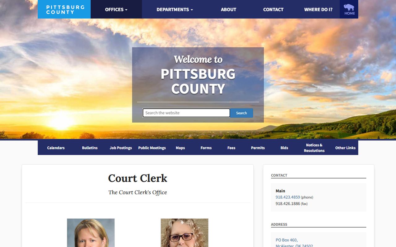 Pittsburg County court clerk official website for court records