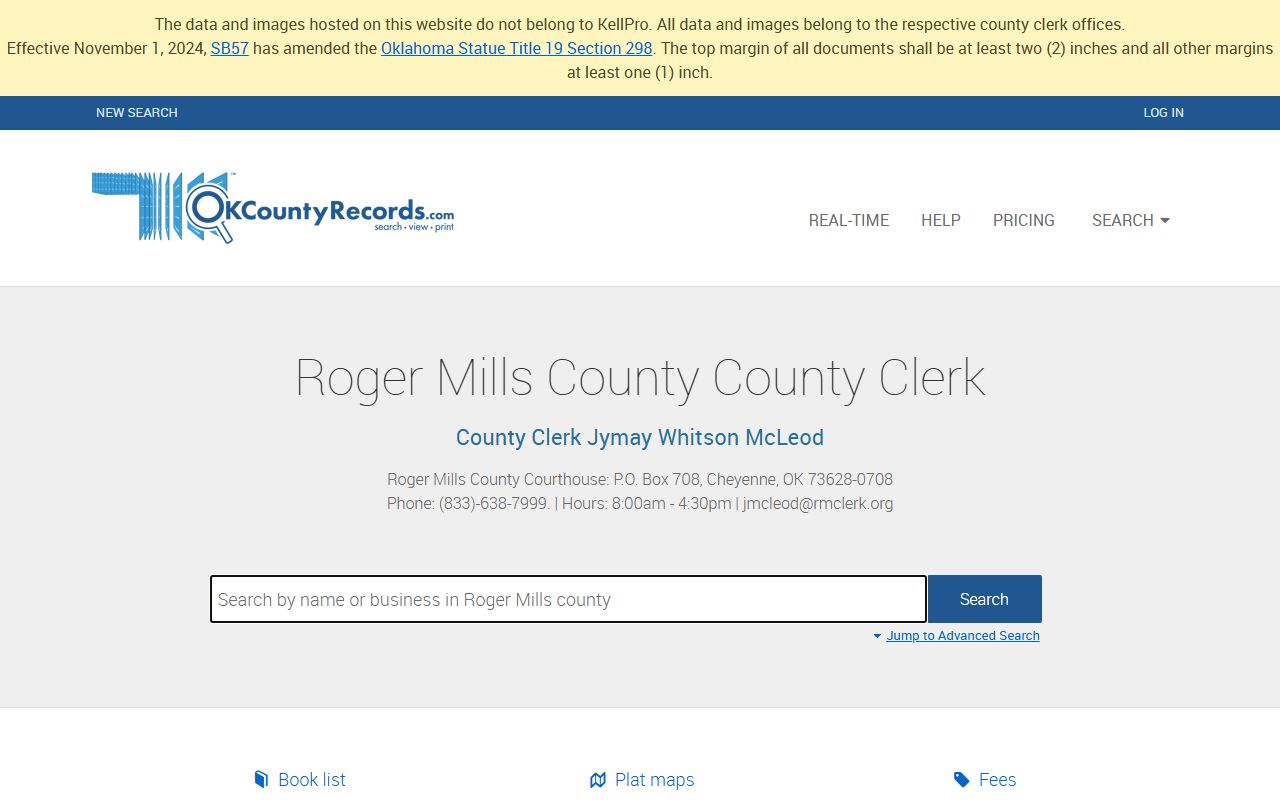 Roger Mills County land records search for court records