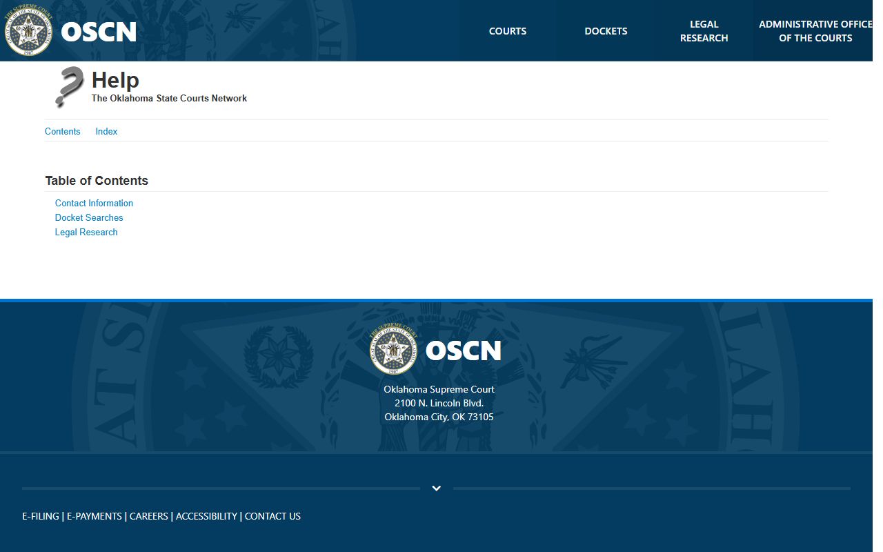 Oklahoma court records OSCN help page